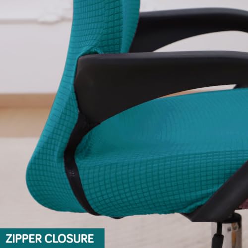 Image of HOKIPO Water Repellent Office Chair Cover for Desk Chair (Low-Back) - 210 GSM Stretch Jacquard - Washable, Durable & Anti-Slip - Fits Small & Low-Back Office Chairs, Teal (NEW-AR-6224-TEAL-S)