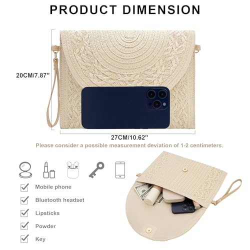 Image of Gets Straw Clutch Purse for Women, Woven Beach Bag Summer Corssbody Purse Small Rattan Shoulder Bag for Travel | Hand-woven