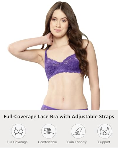 Image of LEADING LADY Women Bra | Non Padded | Non Wired | Full Coverage | T-Shirt Bra | Lace Style Adjustable Straps | Every Day Bra