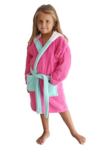 LEBENGOOD - Albornoz Niñas Algodón: Niña, Infantil - 100% Algodón OEKO-TEX®️ - 2 Bolsillos, Cinturón, Capucha, Albornoces Felpa muy suave con bordados para niñas (6-8, Amelie) Cover
