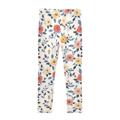 ZZKKO Girls Leggings Colorful Roses Flowers Toddler Girls Clothes Leggings for Girls Toddler Girls Leggings 3-4T2
