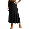 Arach&Cloz Womens Wool Blend Fall Winter Elastic Waist Pleated A-Line Knit Maxi Midi Dress Long Skirts Flowy Casual Teacher Western Travel Country Concert Outfits Black M