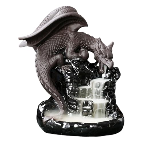 kesurpae Quemador de Incienso de dragón cerámica, estatuas dragón únicas, artesanías para el hogar, casa té, Quemador Incienso reflujo, Adorno Cascada, único en Creatividad, Soporte