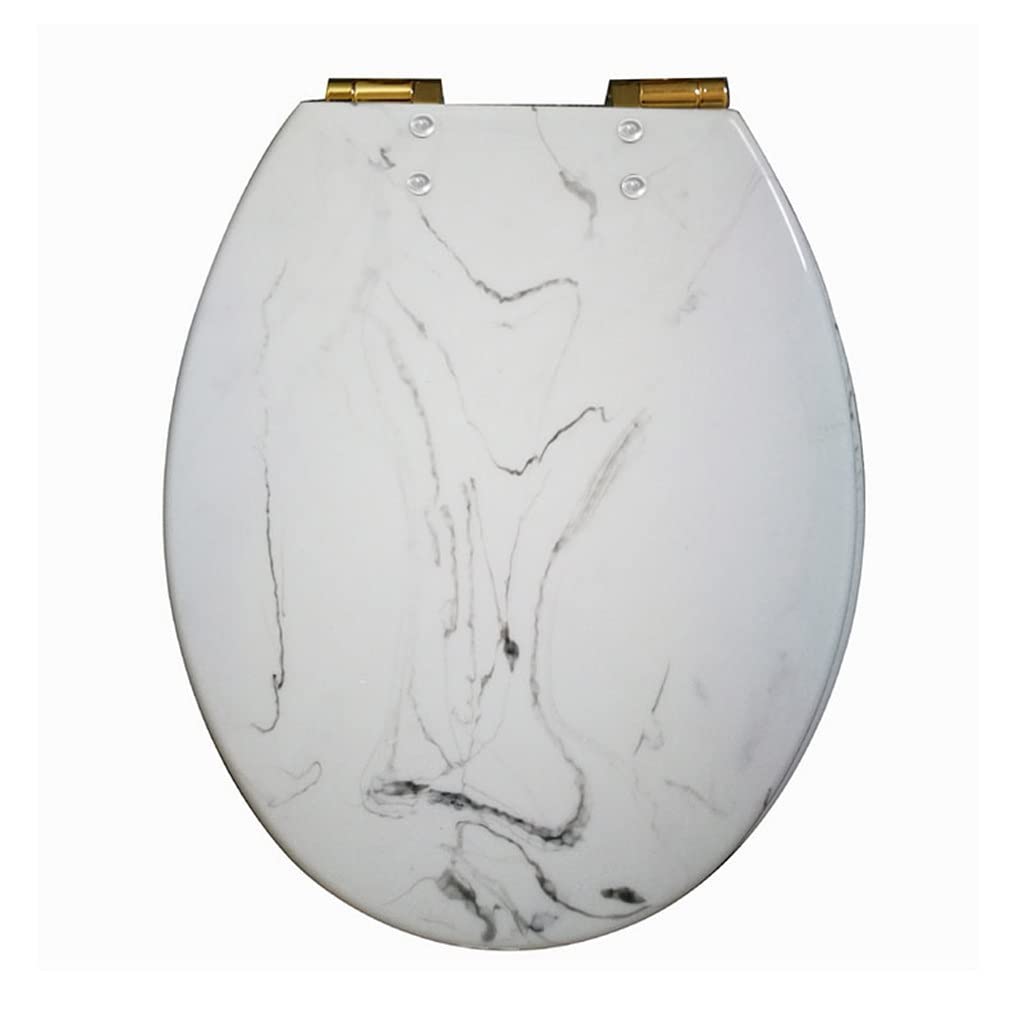 MOBYGKFY Marble Texture Toilet Seats Cover,Type Universal Slow-Close Buffer Lid