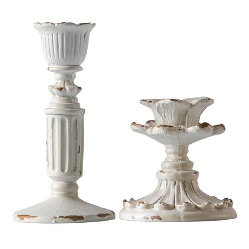 Sofe AMA22077 Resin Small Taper Candle Holders Set Of 2, Candle Stick Holder Vintage, Antique Rustic Candle Holder thumb #5