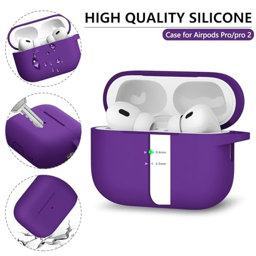 Image of Ljusmicker for AirPods Pro Case Cover with Cleaner Kit,Dark Purple | Silicone Protective Cover for Apple AirPods Pro 2nd /1st Generation Case with Keychain for Women Men,Shockproof