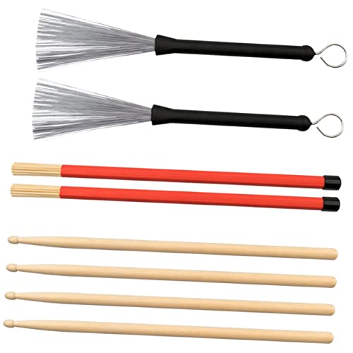 Set de baquetas de maple y escobillón de percusión ligero miniatura 1