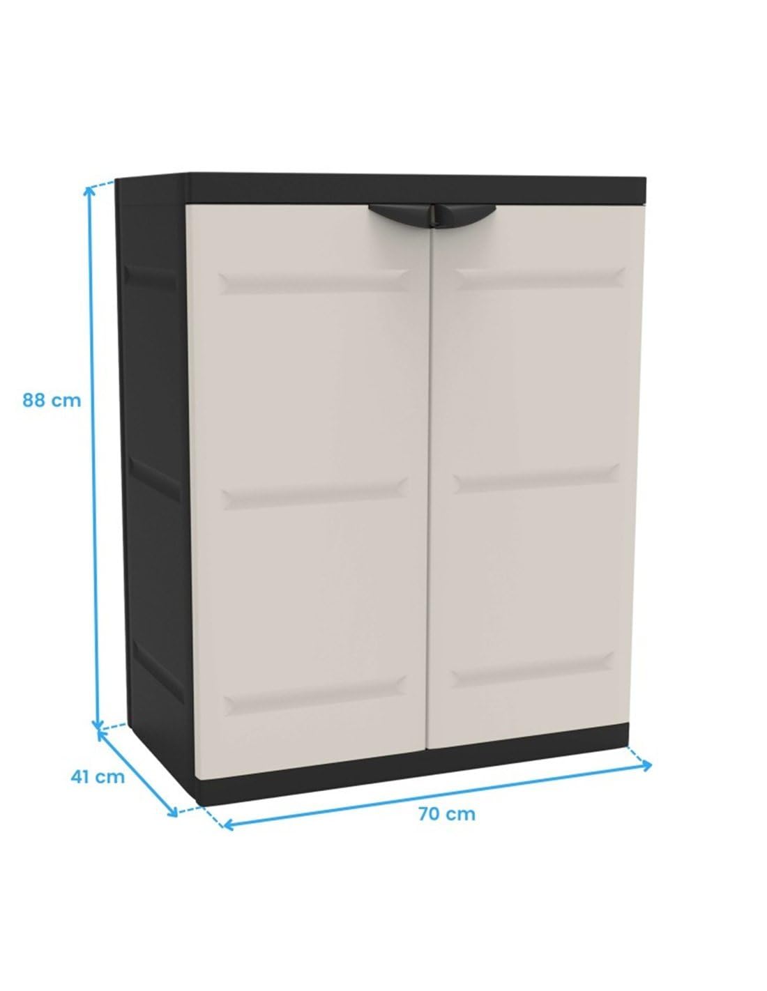 Jardin202 - Armario Medio de Resina | 2 Estantes Regulables | Almacenaje Bajo Terraza | Titanium Beige o Negro | 70x44x88 cm | (Negro)