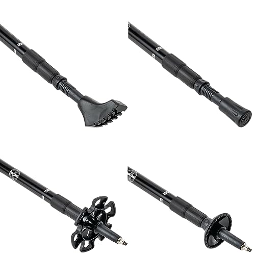 Foto von GOGLAND Trekking Walking Stöcke für Nordic Walking, Längen verstellbar, inkl. Aufsätze für Verschiedene Untergründe. Ultraleicht, mit Antishock-Technologie (Schwarz)