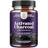 Activated Charcoal Pills Detox & Cleanse - Purifying Coconut Capsules with 1200 mg Per Serving for Bloating Relief - Active Detox Supplement for Body & Gut Health - 90 Count