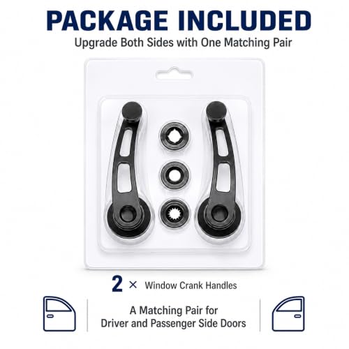 Image of 1 Pair Black Billet Aluminum 4-1 /4 inch Window Crank Handle Kit Fits for Hot Rod Chevy Ford C-hrysler