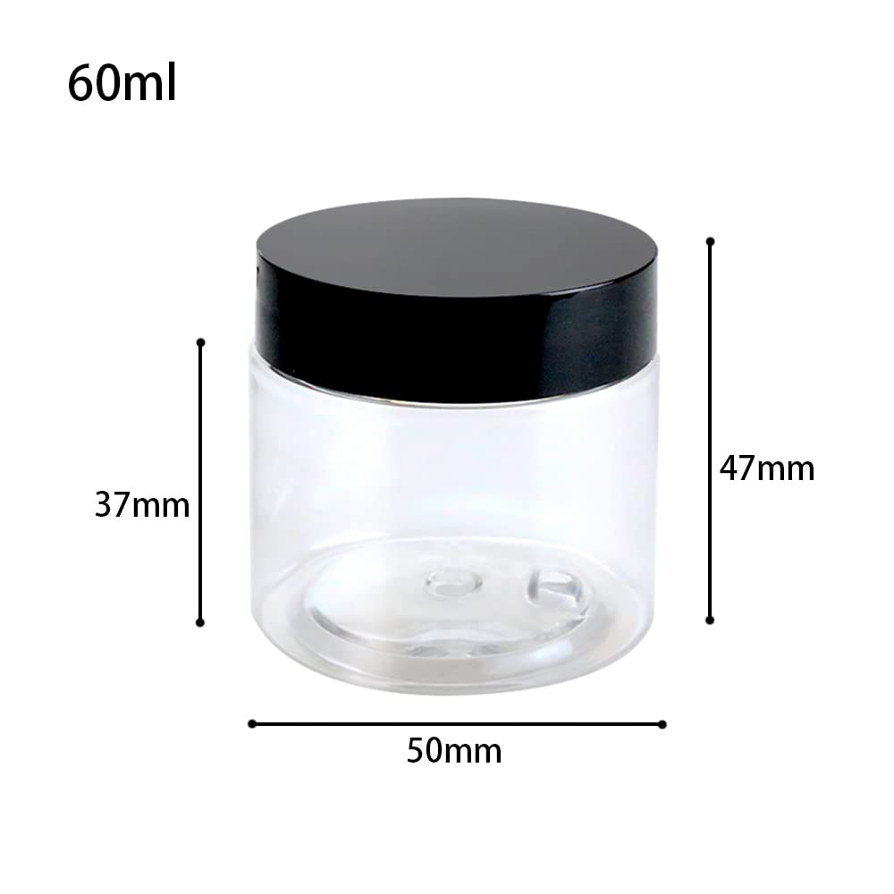 BiBiFly 60ml 30pcs Clear Plastic Round Jars with Black Lids, Leak-Proof Storage Jars Containers for DIY Crafts Kitchen Use - Image 3