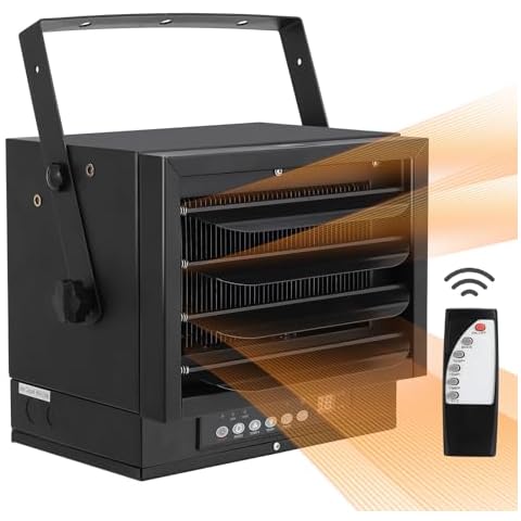 TROPOW Electric Garage Heater, 7500W Ceiling Mount Garage Space Heaters with Remote Control, 240V Digital Shop Heater, Heats Up to 1500 sq.ft, 12 Hours Timer, Fan-Forced for Workshop, Greenhouse Cover