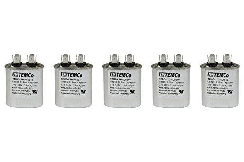 Best Deal TEMCo 7.5 uf/MFD 370-440 VAC volts Oval Run Capacitor 50/60 Hz AC Electric - Lot -5 (Optional uf/MFD, Voltage and Lot Quantities Available)