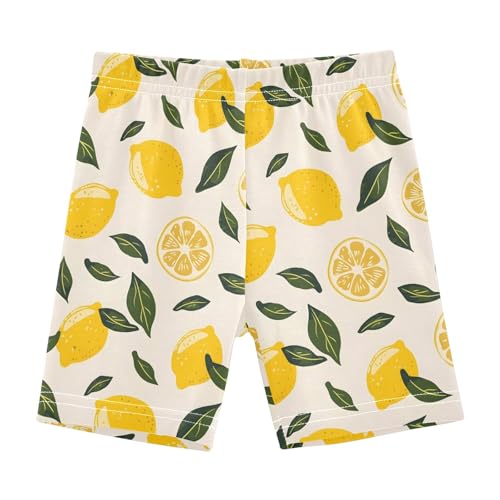 Cartoon Cute Lemon Paint Girls Shorts Elastic Waist Sports Shorts Girls Leggings Pants for 4-10 Years