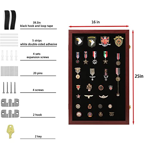 Image of VERANI Pin Display Case Badge Display Frame Oversized Mahogany