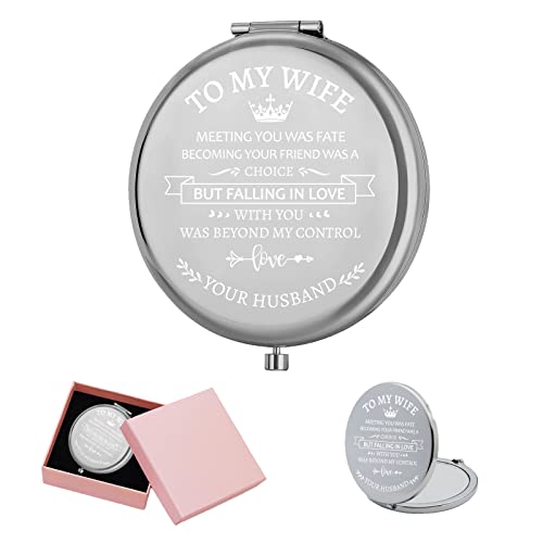 PLIGREAT Tragbarer Taschenspiegel, Kompakter Spiegel Für Meine Frau, Romantische Geschenke Für Frauen Zum Jahrestag Geburtstag Valentinstag Weihnachten Cover