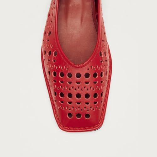 Image of VBDB Black Ballet Flats for Women Square Toe Lace up Wide Width Mary Jane Flats Casual Slip on Ballerina Shoes