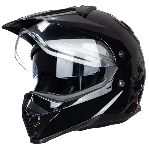JIEKAI Adventure Helme Motocross Helm Sicherheitsnorm ECE 22.05 Motorradhelme,Roller Ski ATV Helm (XL, Gloss Schwarz)