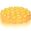 Homemory 24Pack Flickering Flameless Votive Candles, 200+Hour Long Lasting Electric Fake Candles, Battery Operated LED Tealight for Wedding, Christmas Decorations, Outdoor (Battery Included)