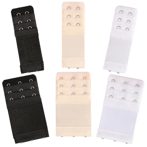 Admygo Bra Extenders 3 Hooks & 2 Hooks UK Comfortable Soft Womens Bra Extenders Skin/White/Black (Pack of 6)
