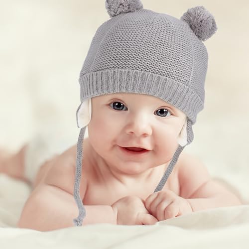 Gray Fleece-Lined Toddler Hat and Glove Set for Boys and Girls Warm Winter Beanie with Mittens for Cold Weather4