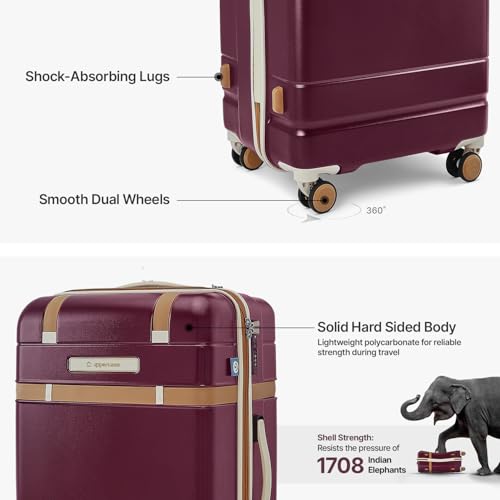 Image of uppercase Chester Medium Size Trolley Bag for Travel | 360 8 Wheels Hard Luggage with TSA Lock, Anti-Theft Zippers | Hard Sided Polycarbonate Suitcase for Both Men & Women (Maroon)