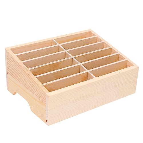 GRIRIW Wooden Mobile Phone Storage Box 12 Grid Desktop Organizer for Office Classroom Meeting Room Temporary Phone Holder Display Rack