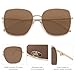 SOJOS Trendy Oversized Square Metal Frame Sunglasses for Women Men Retro Big Flat Lens UV Protection Sunglasses SJ1146, Gold Frame/Brownish-Tea Lens