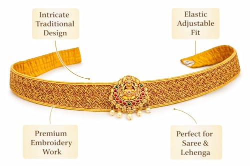 Image of Fresh Bite Box Dhaga Ring Original Mirror Work, Adjustable Waist Hip Belt Kamarbandh for Saree, Saree Belt, Gown & Dress, Sontada Patti Vadanam kamarband for Women 01