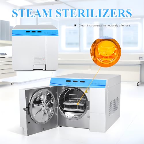 23L Class N Table Top Thermal Semi Automatic Steam Sterilizer,Two Sterilization Programs, Temperature Range 121-134 Over-Heat Protection Safety Lock (No Drying Function)