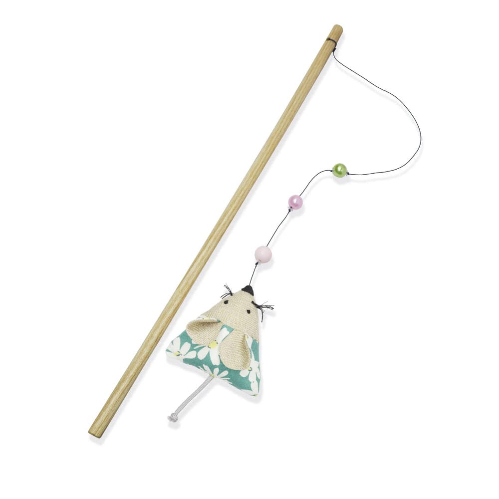 Pawsindia Cat Teaser Toy with a Sturdy Wooden Stick and a Durable Rope Attached to a Soft Plush Toy | Cat Teaser Wand for All Breeds | Mouse | Green (B0B82VY6YD) Amazon Price History, Amazon Price Tracker