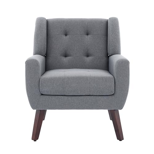 Sillón tapizado moderno en lino Gris miniatura 6