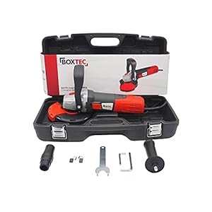 BOXTEC Betonschuurmachine, 125 mm, saneringsfrees, betonfrees 1400 W, met toerentalregeling en afzuigkap, set met koffer