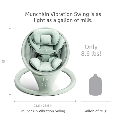 Image of Munchkin Electric Baby Swing with Vibration - Portable Swing for Newborn and Infant, Bluetooth-Enabled Smart Seat with Music, Motion, and Sounds, Sage