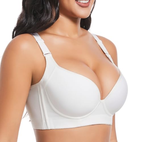 Image of Plus Size Push Up Bras for Women Hide Back Fat Smoothing Bra Underwire Support Bras 34B to 46DD
