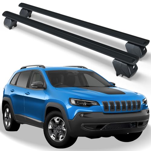 EYOUHZ Heavy Duty 300 LBS Roof Rack Cross Bars Compatible for 2014-2023 Jeep Cherokee with Side Rails, Lockable & Adjustable Crossbars Cargo Rack Rooftop Luggage Carrier Cars Vehicles Suvs