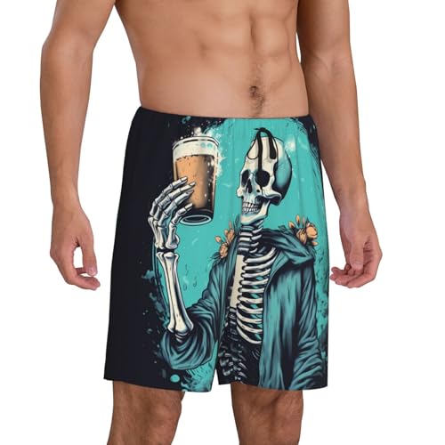 Novastar Mens Pajama Pants - Vintage Skull Beer Sleep Comfy Shorts Men Pajama Shorts, Pj Pants for Mens Lounge Shorts