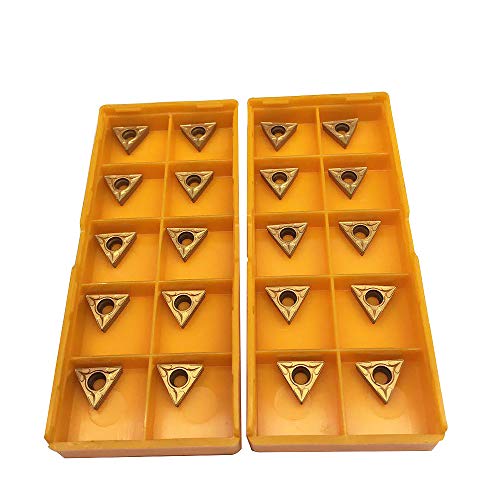 GBJ 20pcs TCMT21.51 Turning Inserts TCMT110204 TCMT21.51 Carbide Inserts TCMT Insert Tain Coated Lathe Indexable inserts for Lather turning tool holder Machining Stainless steel Steel Aluminium