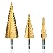 Produktbild 3-tlg HSS Hex Shank Stufenbohrer Satz, Newder-eu Titannitriert Schritt Schälbohrer Schälbohrersatz Set Konusbohrer Kegelbohrer für Edelstahl Metall Holz Kunststoff, 4-12/4-20/4-32 mm