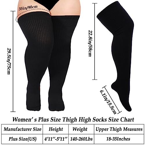 Image of Moon Wood Plus Size Thigh High Socks for Thick Thighs- Womens Knit Cotton Extra Long Over the Knee High Socks Leg Warmer