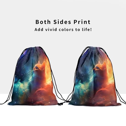 Image of Nerxy Galaxy Cat Gymnastics Grip Bag - Kitten Grip Bags for Gymnastics Mini Gym Bag Stars Drawstring Storage Pouch Adjustable