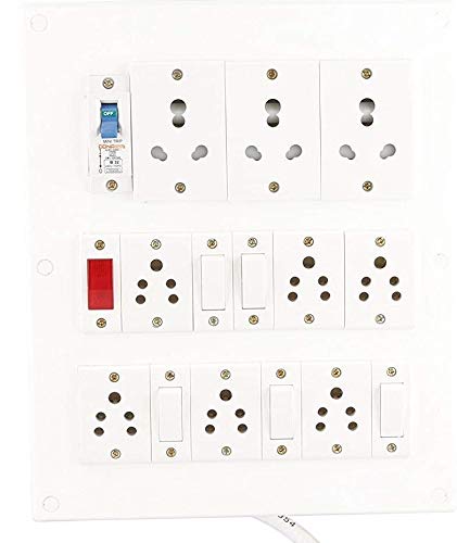 Heavy Duty PVC Extension Board (5 Switches,9 Sockets,1 Indicator,1 MCB Tripper) (12 Metres)