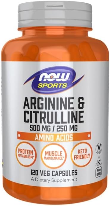 Now Foods L-Arginine, 16.9 oz (500 mg) & L Citrulline, 250 mg, 120 Capsules