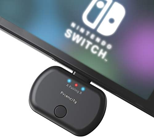 Friencity Bluetooth Audio Transmitter for Nintendo Switch PS4, Low Latency USB Type C Wireless Adapter, Support in-Game Voice& Two Headphones, Compatible with Airpod, Bose, Sony Headphone, Plug n Play