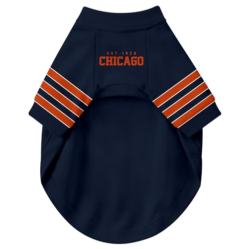 Image of Chicago Dog Clothes Jersey Style Personalized Pet T Shirt with Custom Name Number for Small Medium Large Dogs