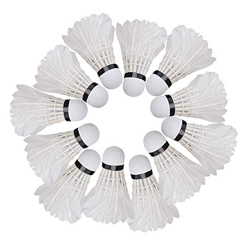 Leapiture White Badminton Ball 12 Pack Badminton Shuttlecocks Goose Feather Badminton Badminton Birdies Feather Shuttlecocks for Indoor Outdoor Great Stability