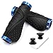 Puños para Bicicleta Antideslizante Caucho Puños Manillar Bicicleta Aluminio Doble Bloqueo de 22mm Mango para Bicicleta, Puños MTB Ergonomicos para Montaña, Bici Plegable, Scooter Puños (Negro azul)