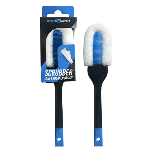 SneakZcover Scrubber 3in1 Sneaker Schuhputzbürste für weiße & dunkle Schuhe (2 Bürsten, 1 Schaber) - Premium Schuhbürste zum Schuhe reinigen - Sneaker Cleaner & Reiniger Bürste zur Schuh Reinigung