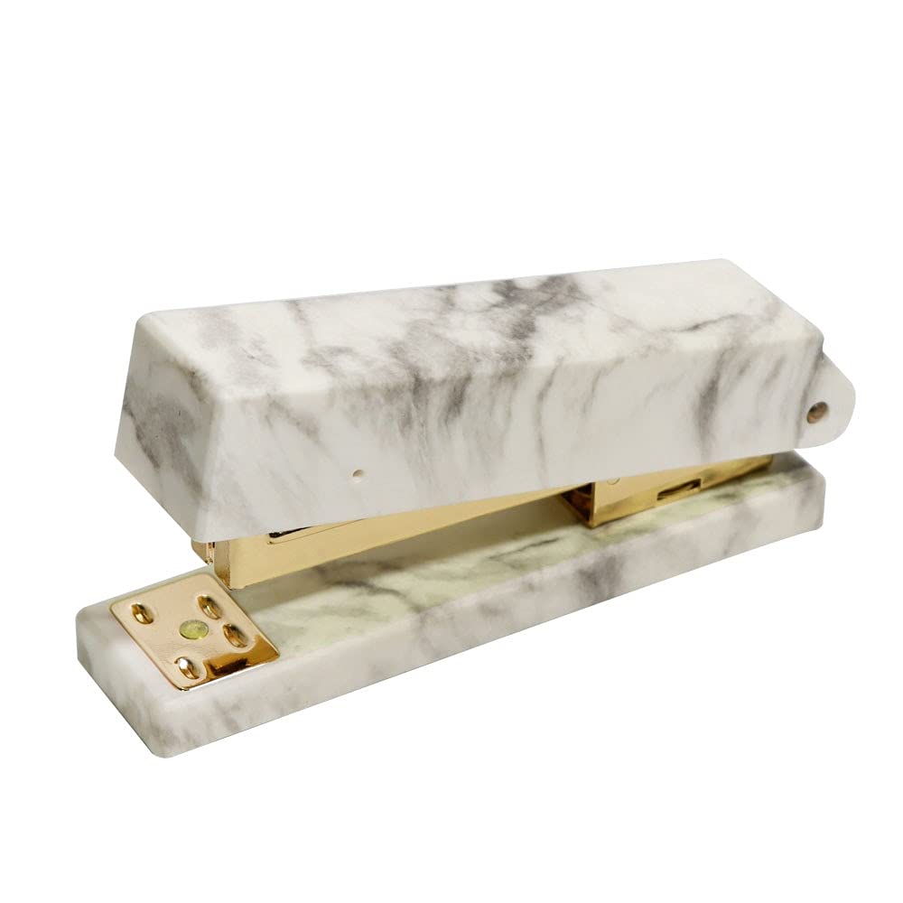 Hefter Marmorgold Metallhefter Büro Hartenträger, Hefter haben 20 Blattkapazität, leicht, ergonomische Hefter für den Schreibtisch zu Laden Heftklammern (Color : Gold Stapler Set)